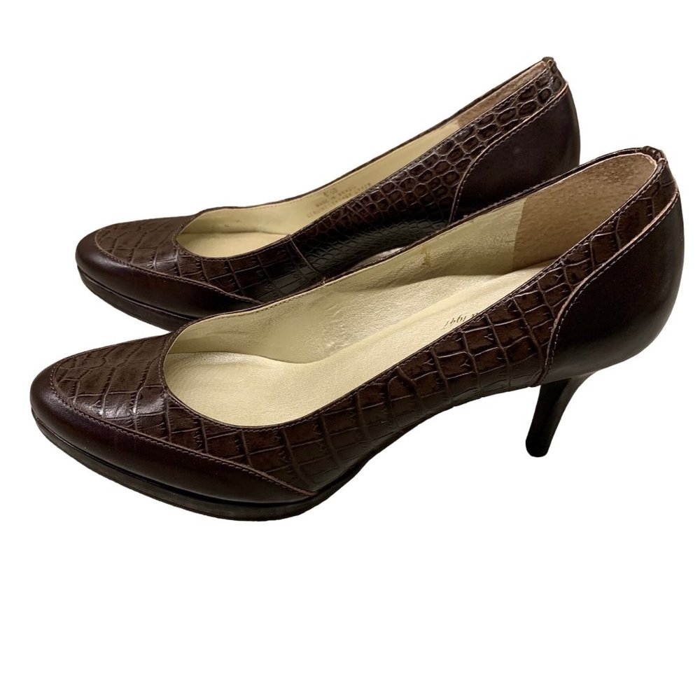 TALBOTS SELENA BROWN LEATHER HEELS SZ.6.5B